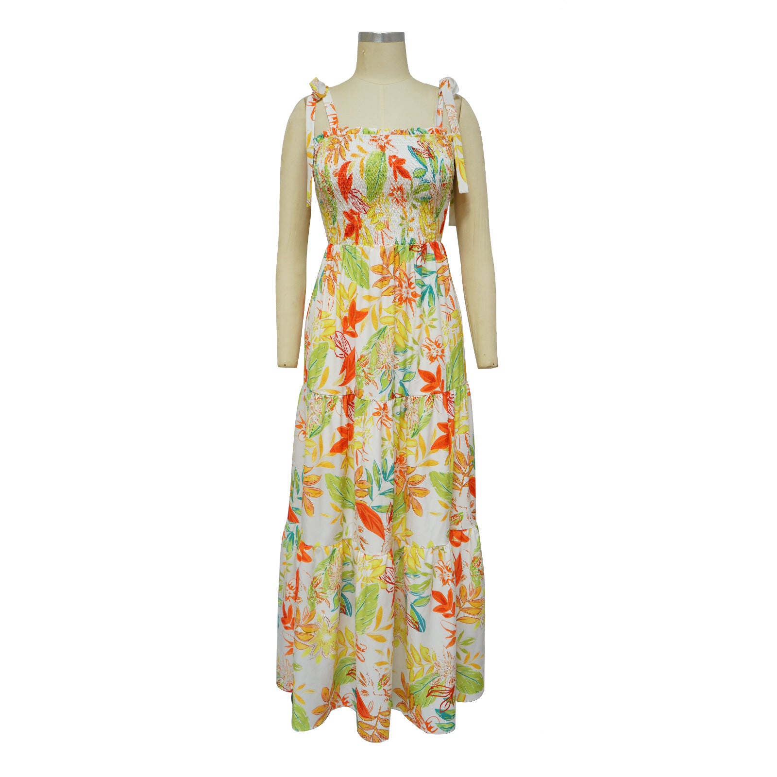 Women Off Shoulder Sleeveless Tie Print Beach Dress 18