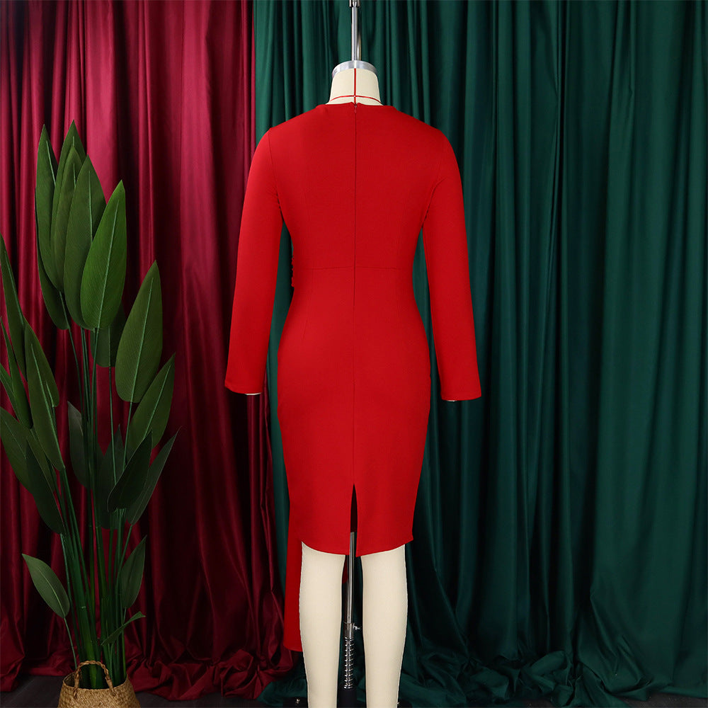 Autumn Long Sleeve Chic Elegant ol Pencil Plus Size African Dress 22