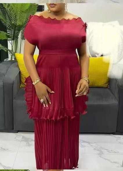 Plus Size Women's Fashion Elegant Chic Ruffle Summer Maxi Dress African Style 3