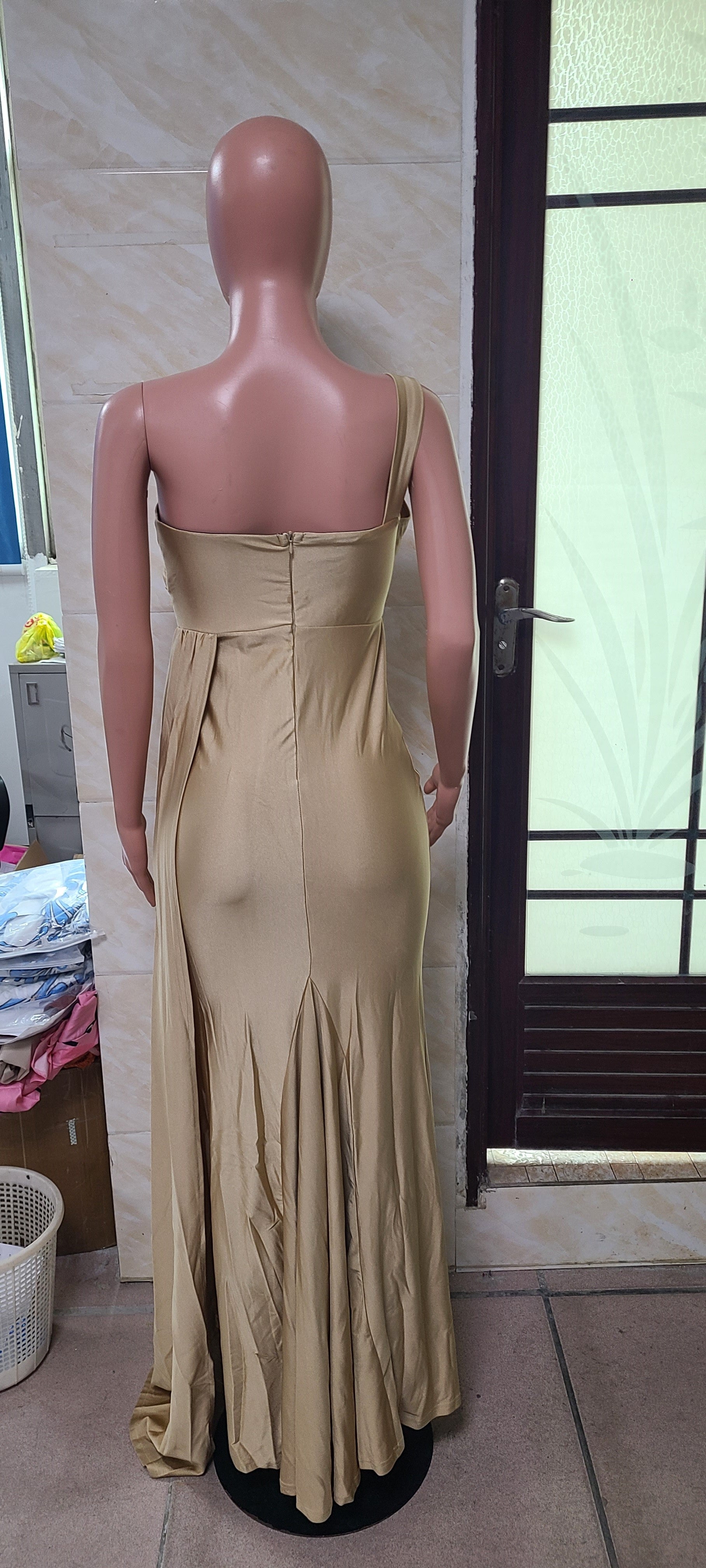 Women's Sleeveless One-Shoulder Sexy High Waist Split Evening Dress 10