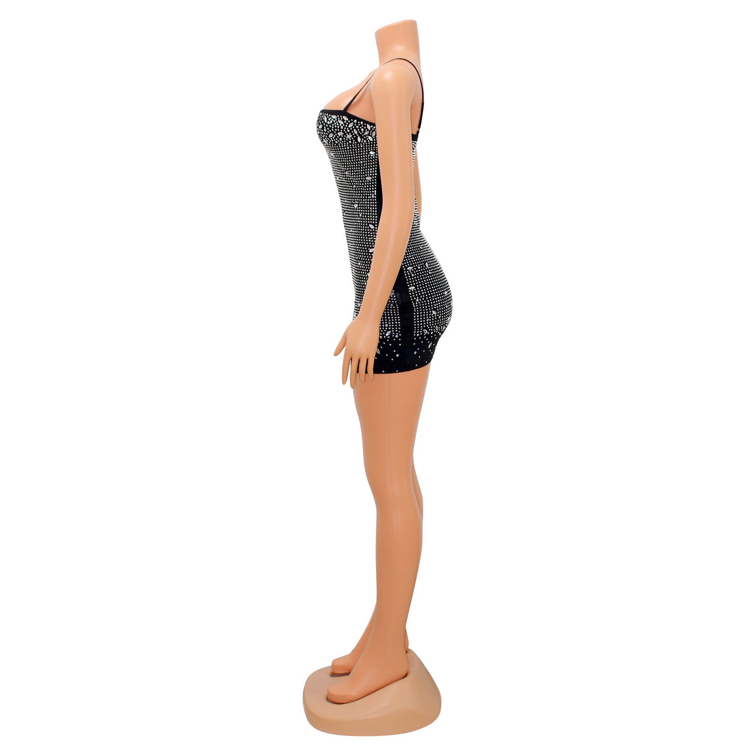 Summer Women'S Fashion Sexy Straps Rhinestone Beaded Nightclub Dress 12