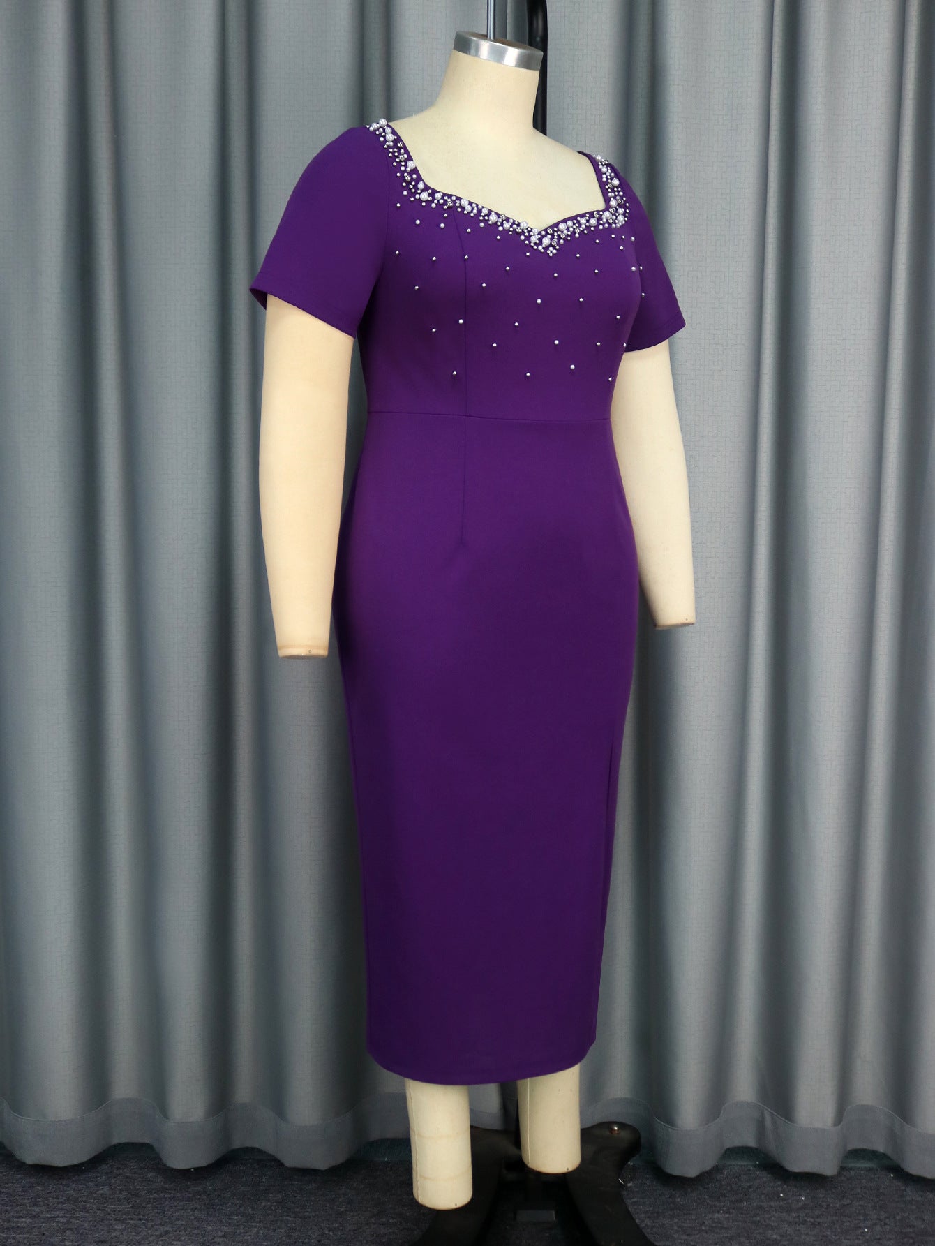 Women African V-Neck Beaded Evening Sexy Slit Bodycon Dresses 6