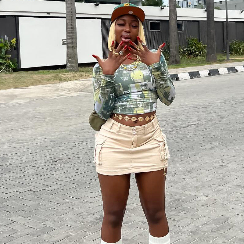 High-Waist Cargo Pocket Bodycon Mini Skirt 9