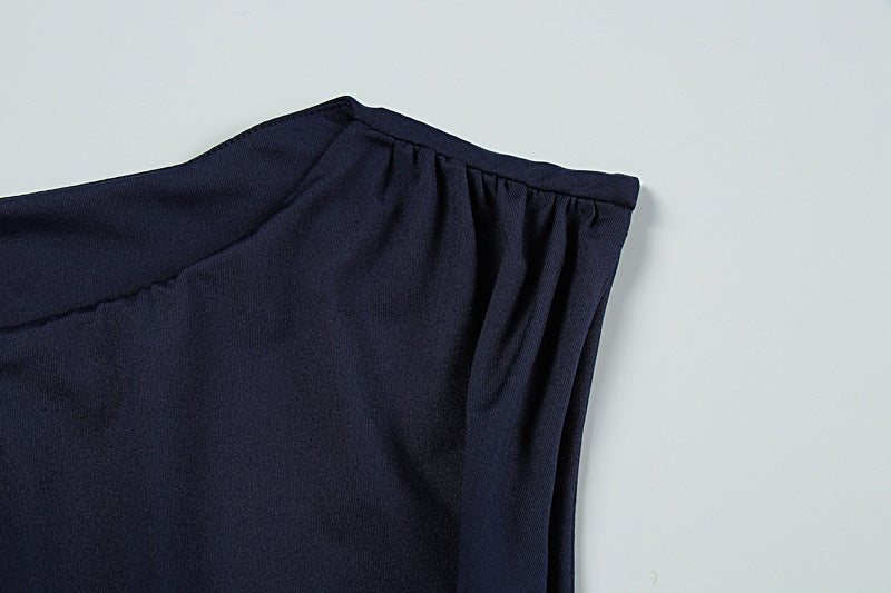 Summer Women's Fashion Chic Solid Round Neck Slim Fit Slit Dress 8