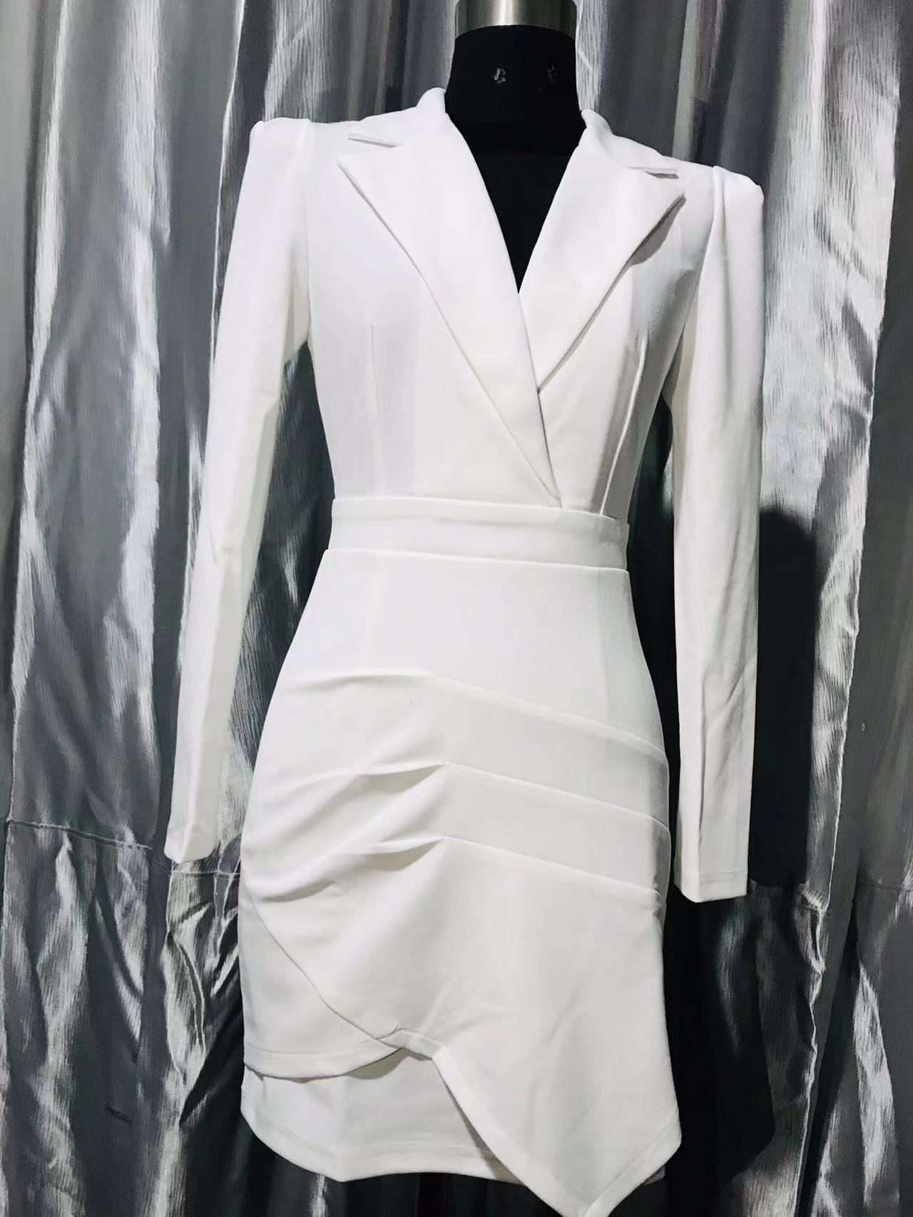 Turndown Collar Slim Professional Dress 9