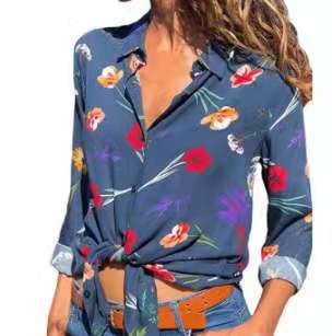 Women Casual Long Sleeve Color Block Shirt 19