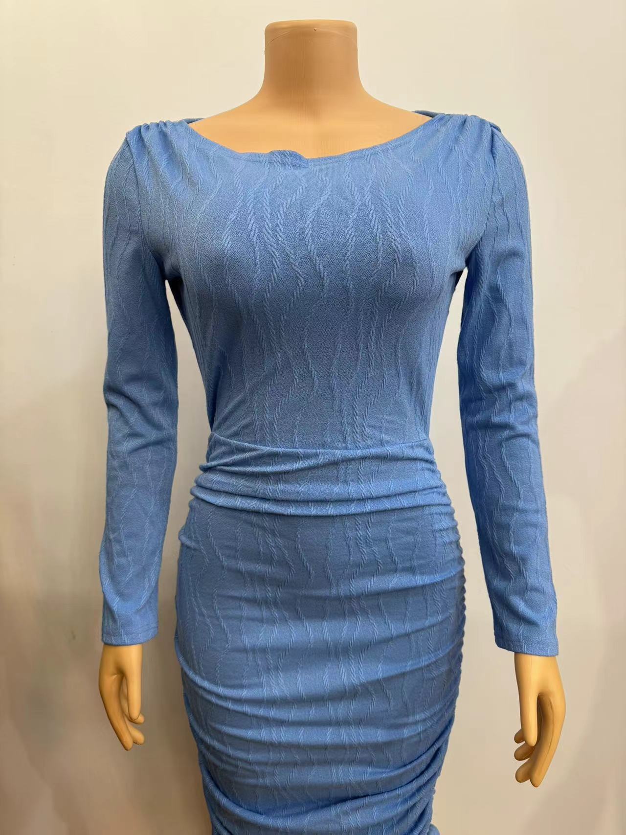 Women Long Sleeve Backless Midi Bodycon Dress