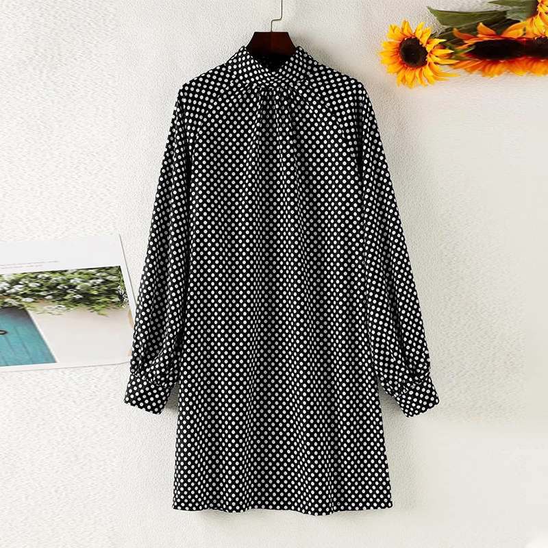 Spring And Autumn Fashionable Polka Dot Print Dress For Women 13