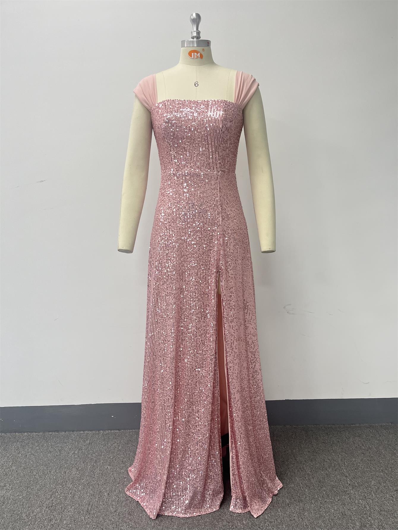 Women sequined sequined suspenders sleeveless slit sexy evening dress 12