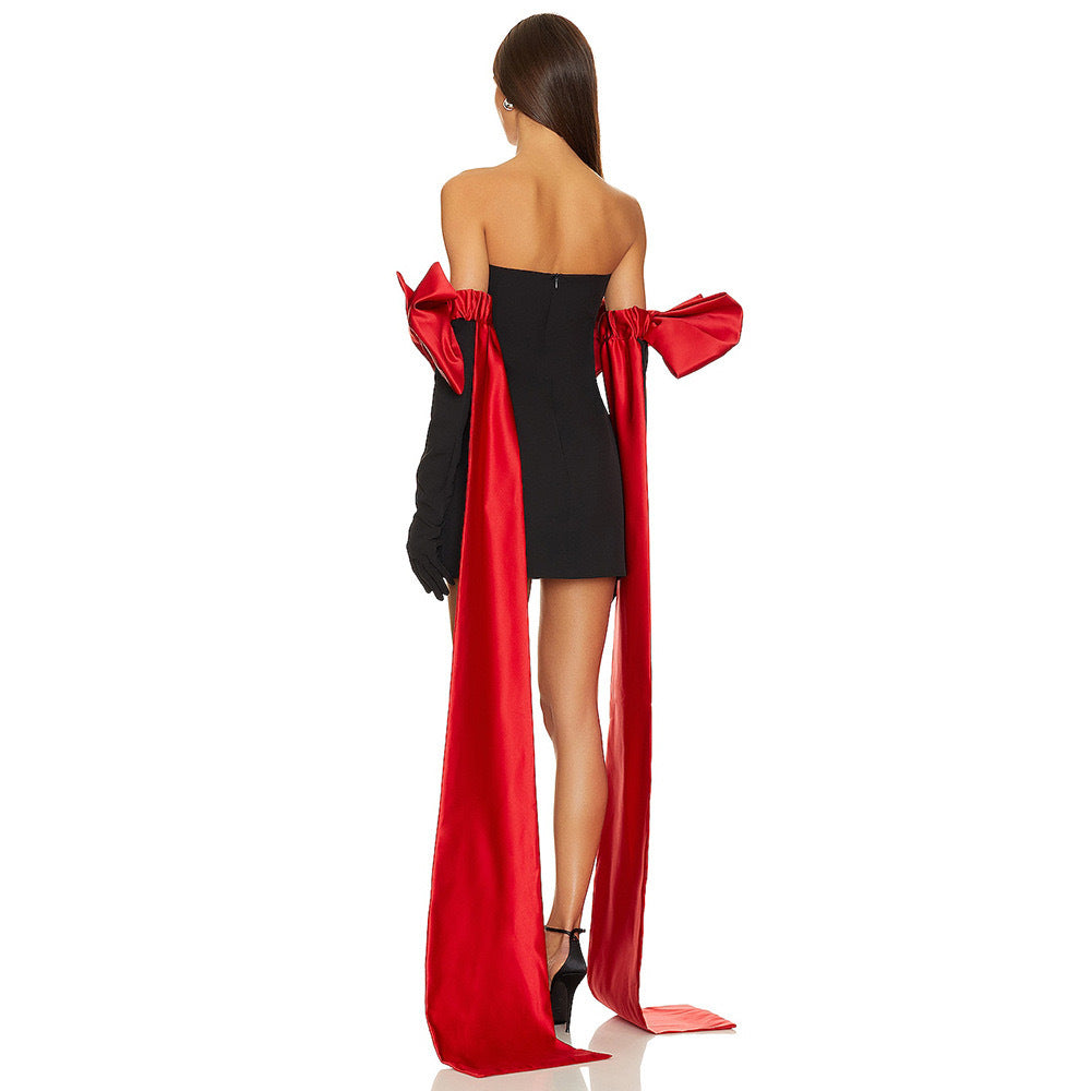 Women sexy off-shoulder bow party dress 5