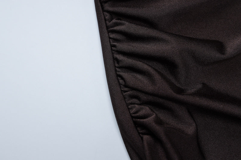 Women's Sexy Half Turtle Neck Sleeveless Slim Pleated Bodycon Dress 13