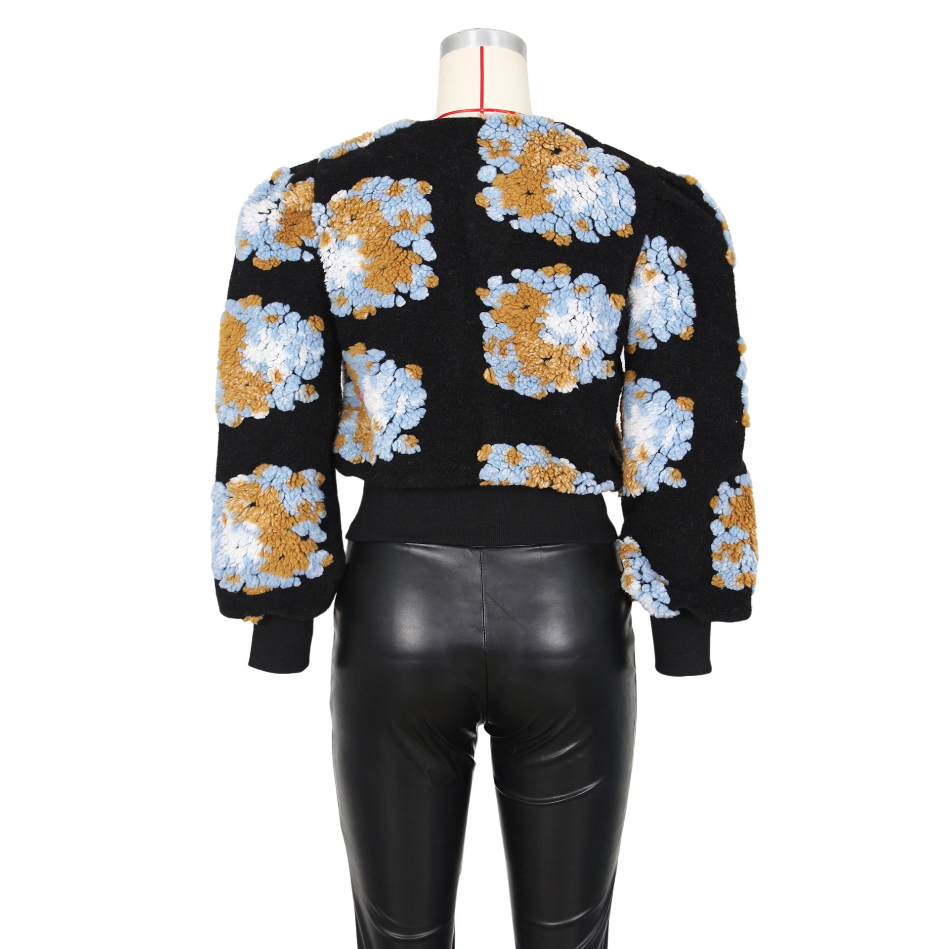 Women Fall and Winter Retro Flower Crop Jacket 24