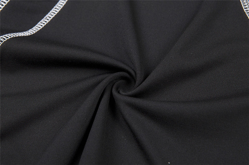 Spring Women's See-Through Mesh Patchwork Printed Slim Long Sleeve Casual two piece pants set 29