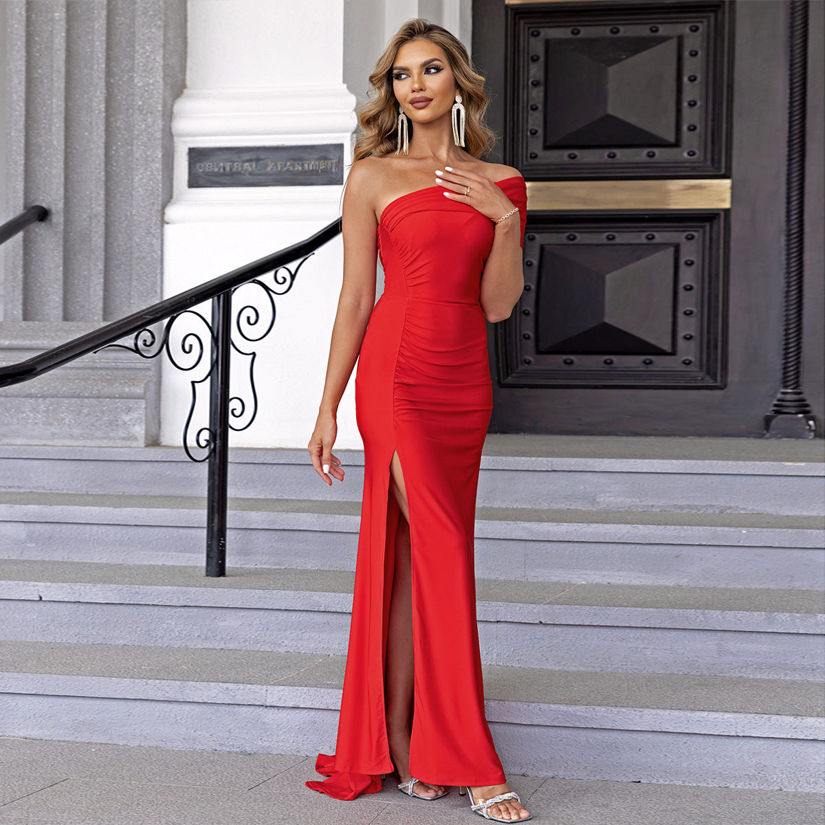 Women Dress Off Shoulder Slit Dress 3