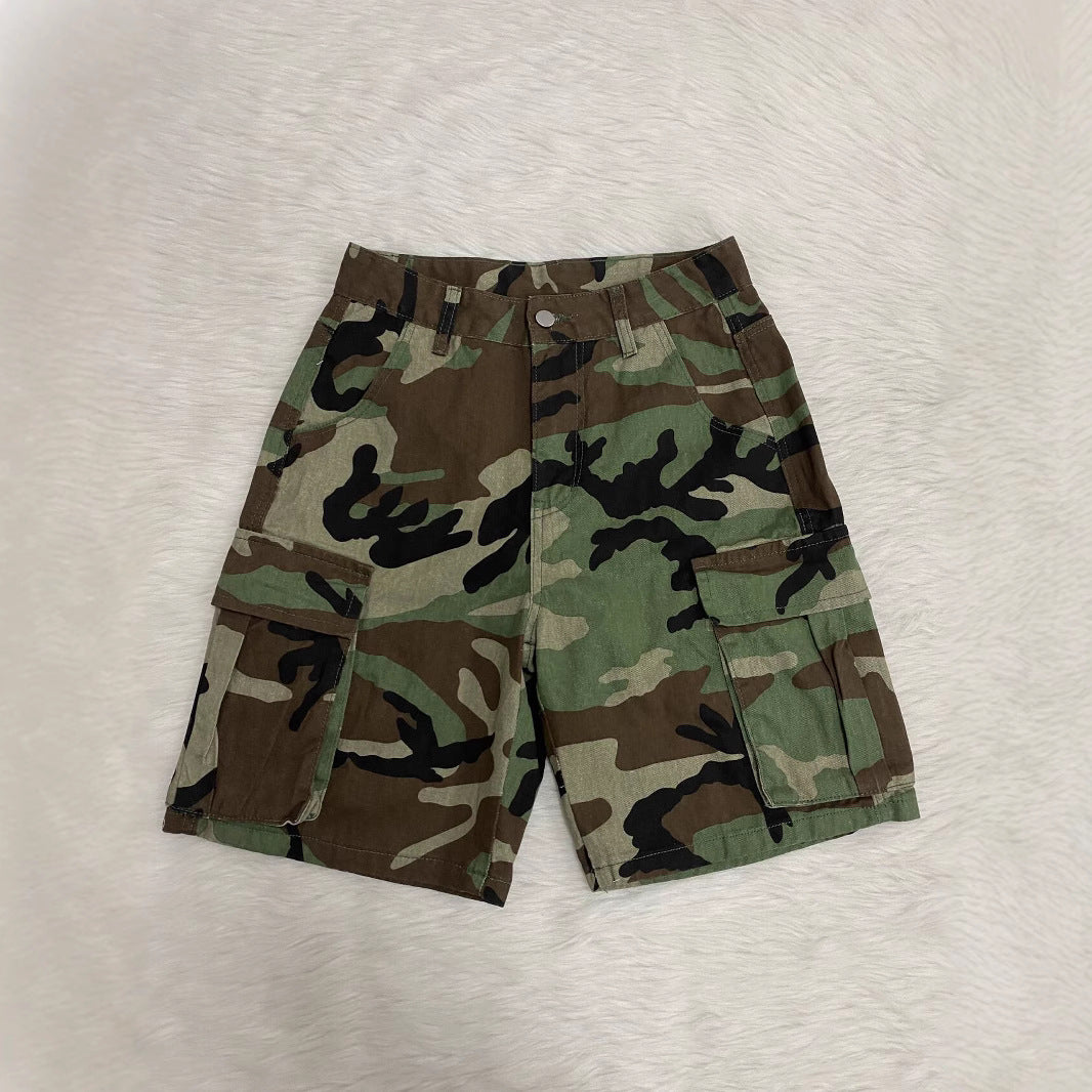 Women's Summer Loose Casual Camouflage Pockets Sports Shorts 9