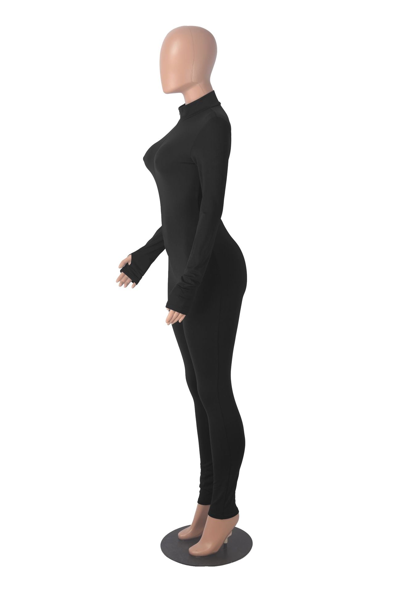 Autumn Winter solid color long sleeve tight slim casual zipper sports jumpsuit 16