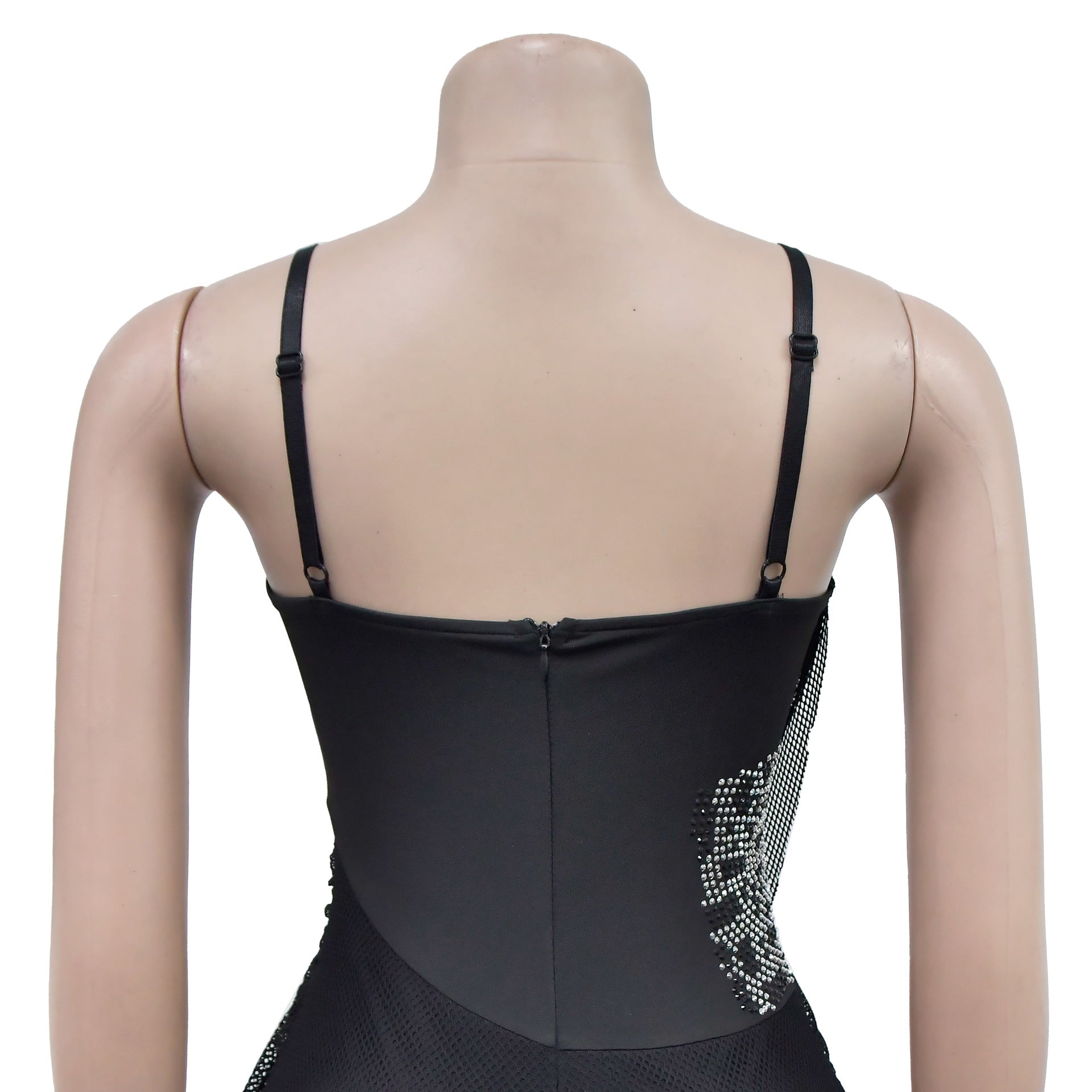 Fashion Women's Sexy Mesh Beaded strap Long Dress 9