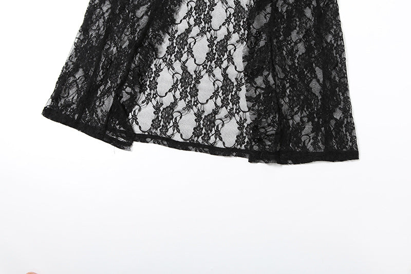 Women Summer Street Lace Patchwork Strap Top and Shorts Two-piece Set 14