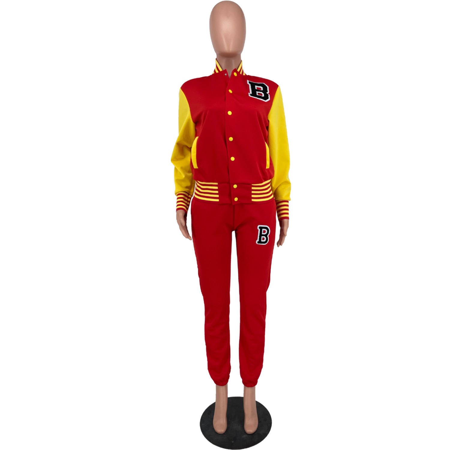 Women Letter Baseball Jacket and Pant Two-Piece Set 27