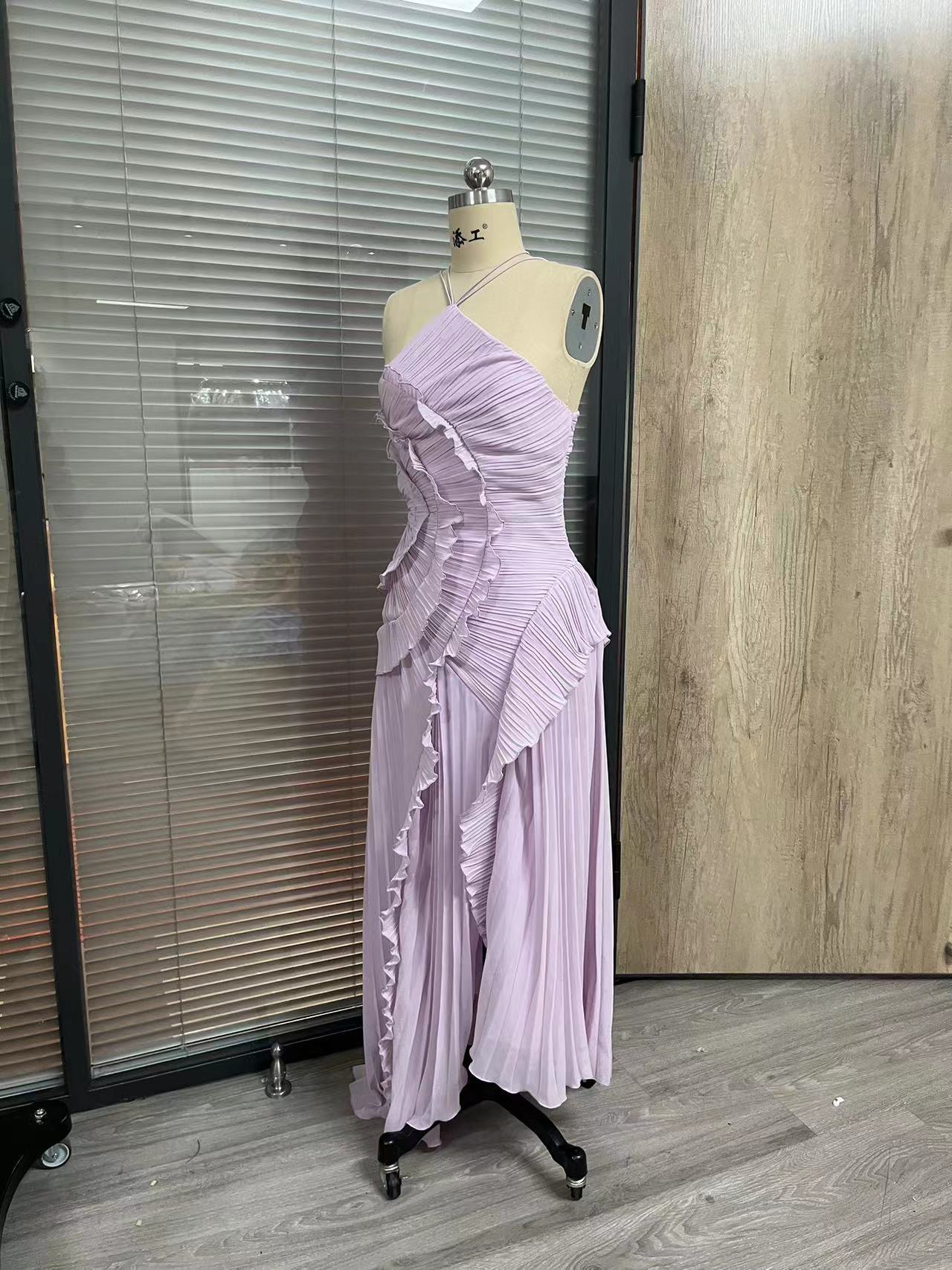 Women's Ruffled Pleated Luxury Chiffon Dress 11