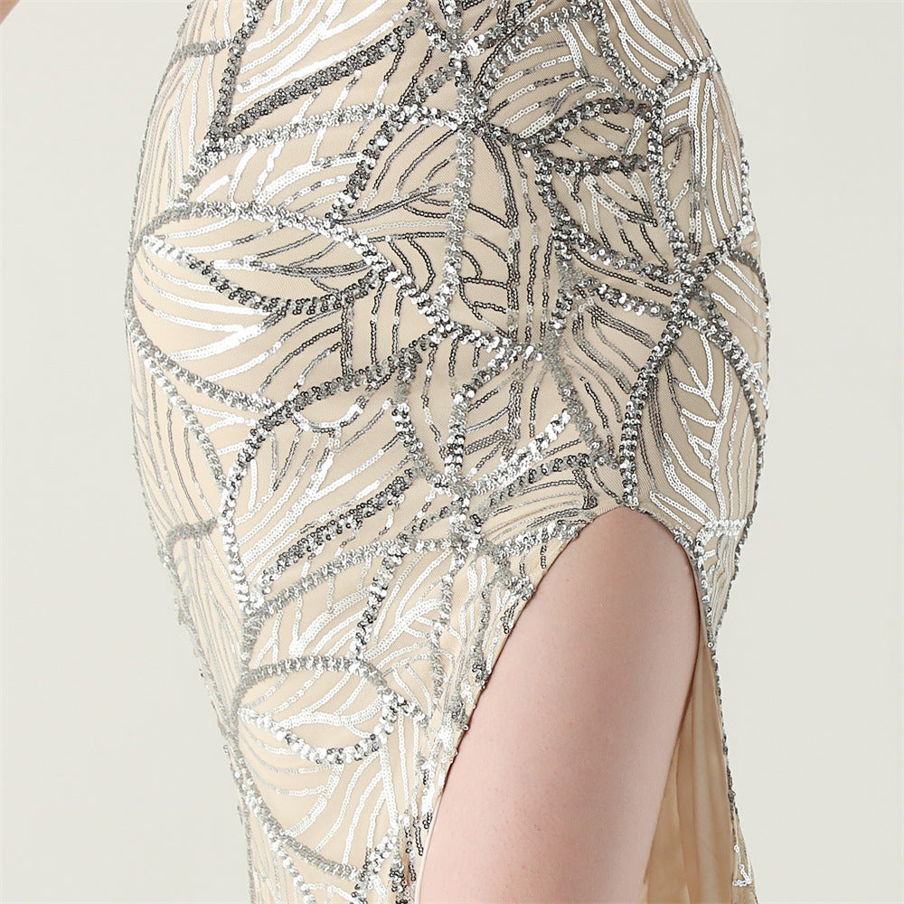 Women One Shoulder Beaded Sequin Embroidery Formal Party Prom Wedding Evening Dress 77