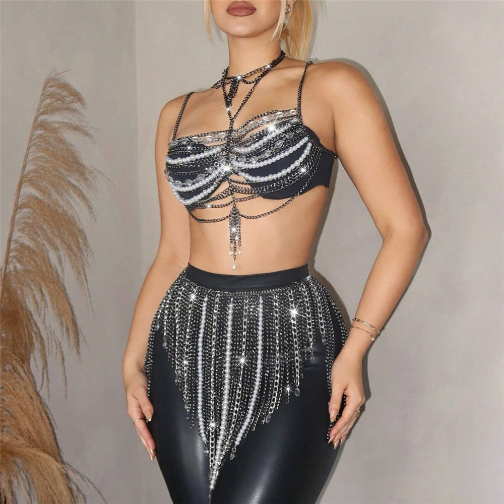 Fashion Metal Chain Multi-Layer Body Chain Nightclub Sexy Halter Neck Chest Ornament 3