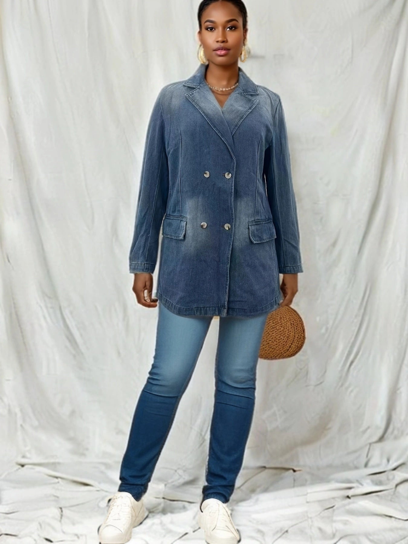 Women Winter Blazer Denim Jacket 6