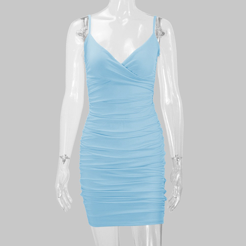 Women's Clothes Sexy Summer Style Straps V-Neck Bodycon Dress 25