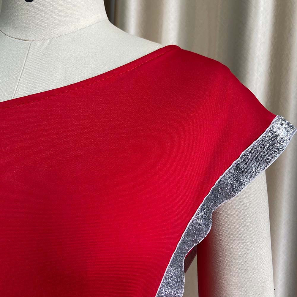 Autumn Red Formal One Shoulder Sequin Elegant Jumpsuit 6