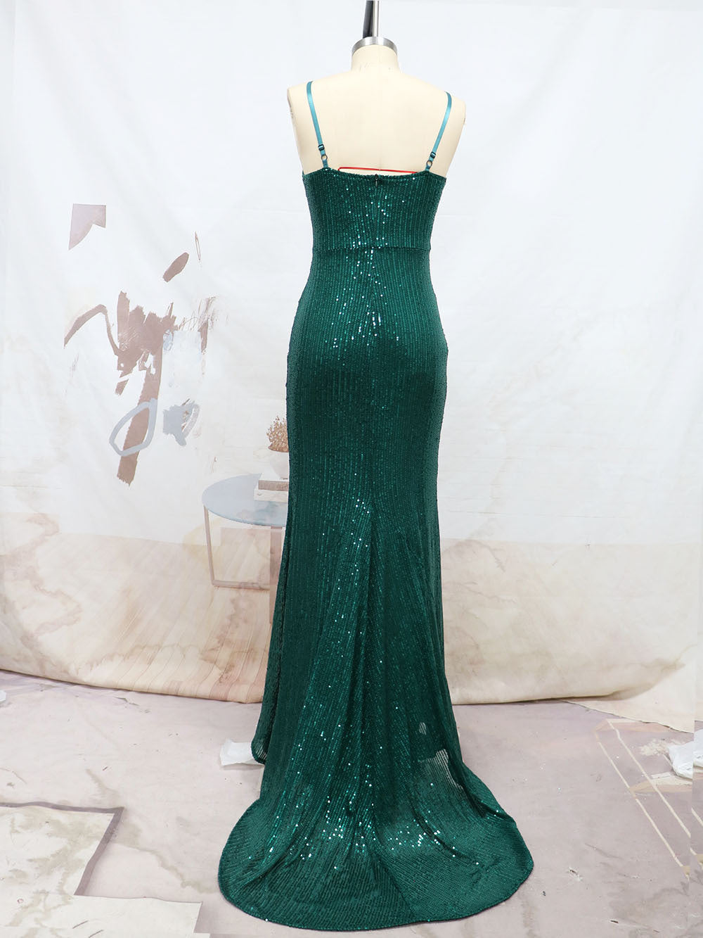 Spring and summer sling sequins slit trailing evening dress Formal Party sexy suspender dress 21