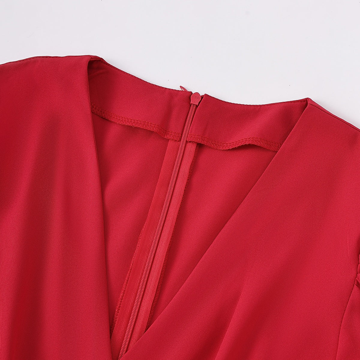 Women Sexy Puff Sleeve V-Neck Dress 10