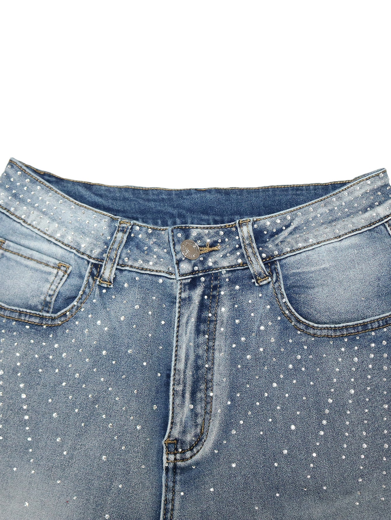 Women Casual Beaded Denim Pants 11