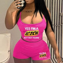 Summer street fashion women's Strap Two Piece short Set 5