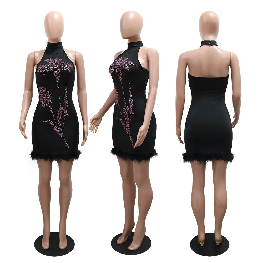 Women Beaded Sexy Bodycon Sleeveless Mini Dress 13