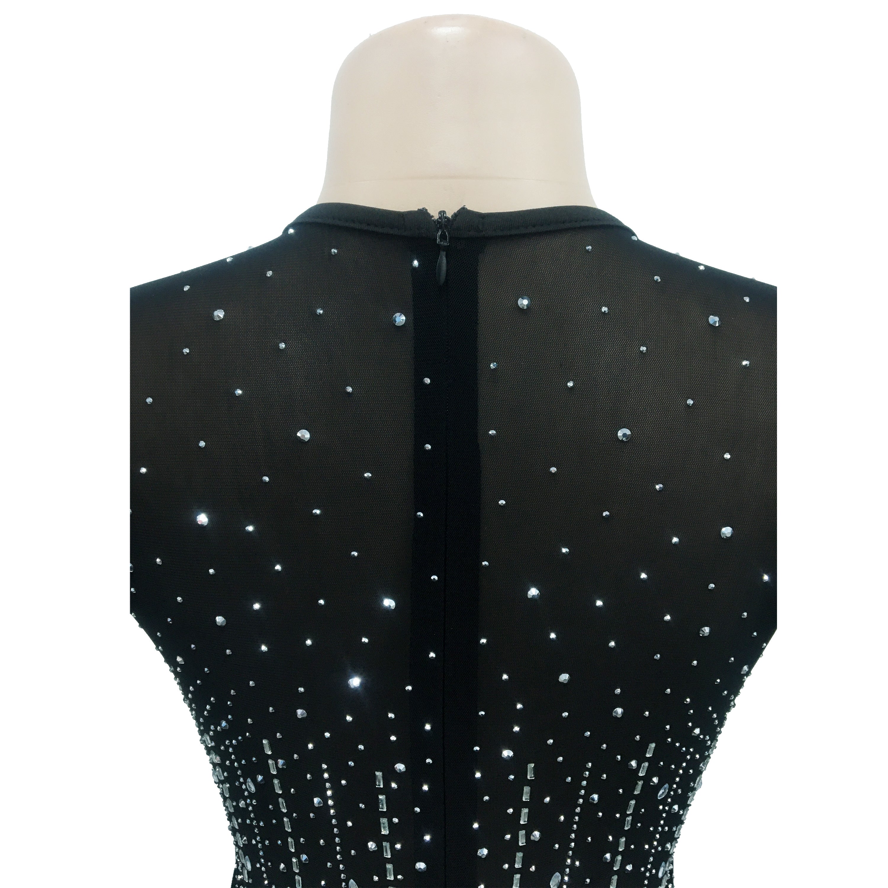 Fashion Women's Mesh Beaded V-Neck Long Sleeve Feather Long Library Jumpsuit 20