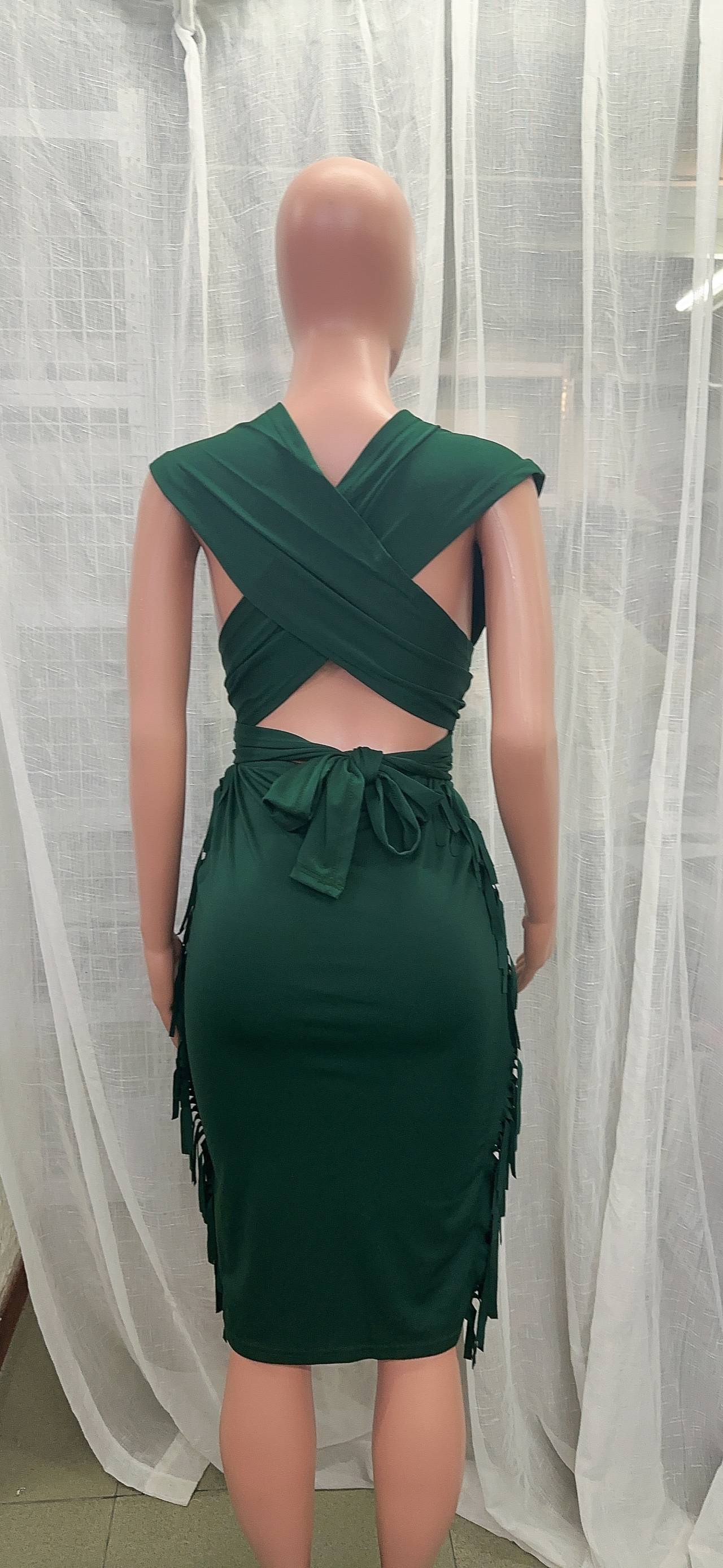 Women's Tassel Patchwork Lace-Up Dress 10