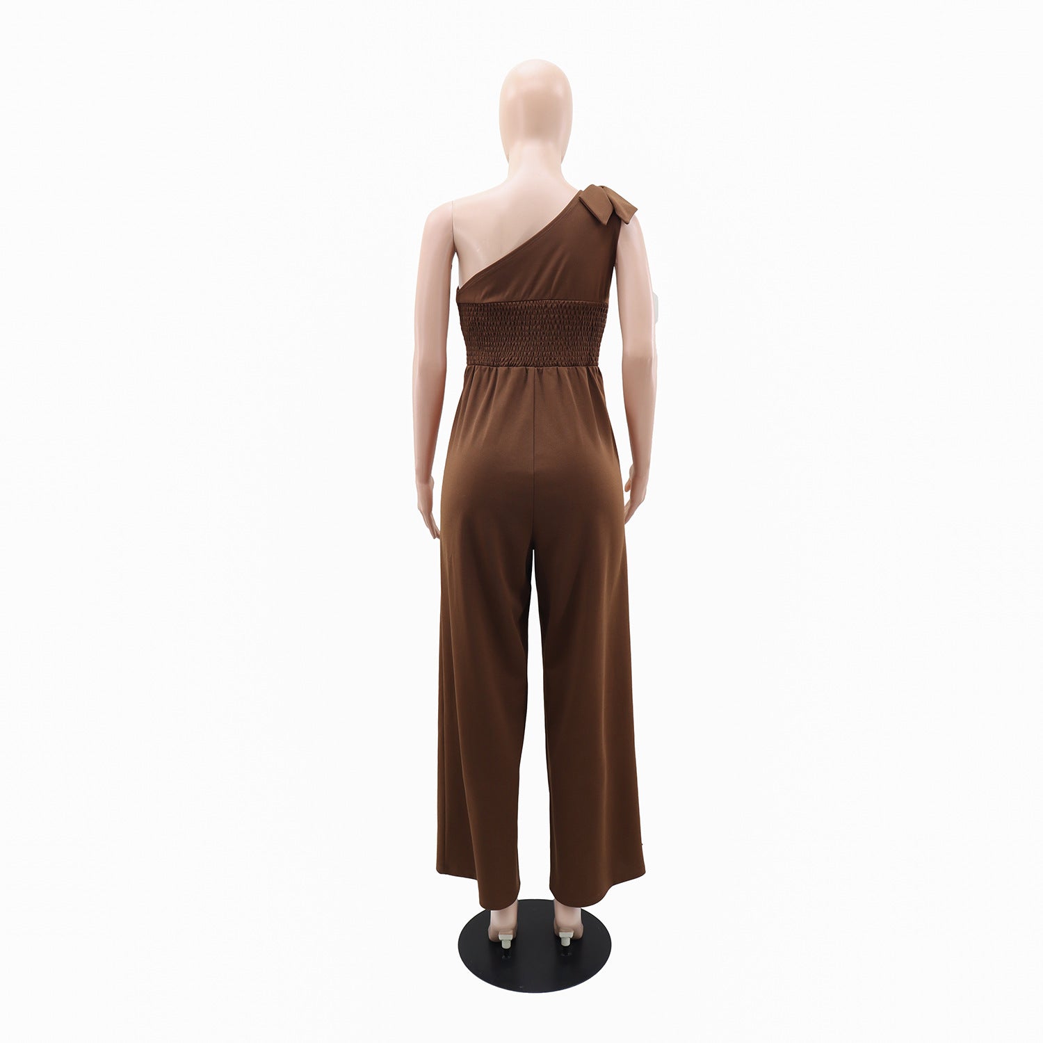 Women's Solid Color One-Shoulder Chic Casual Bow Jumpsuit 5