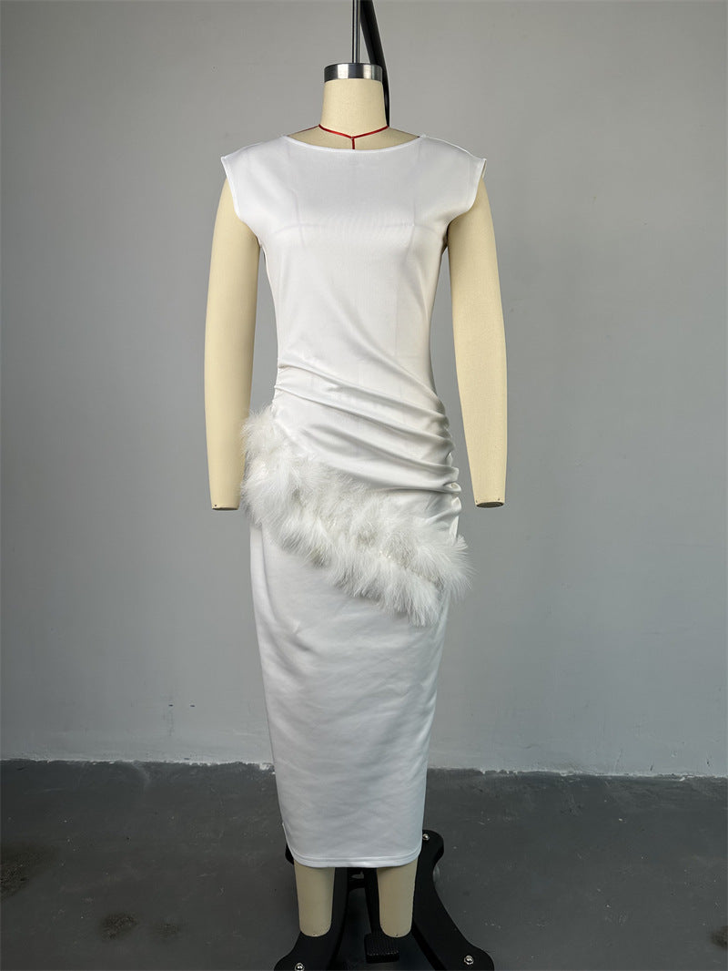 Women Summer Short Sleeve Solid Pleated Maxi Dress 12