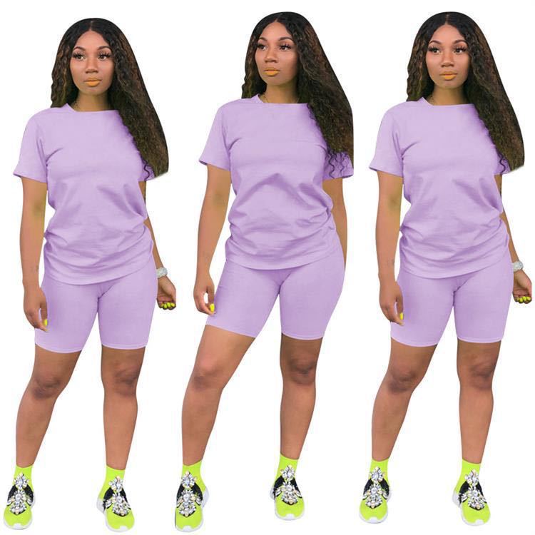 Solid color sports Casual two-piece Shorts Set 40