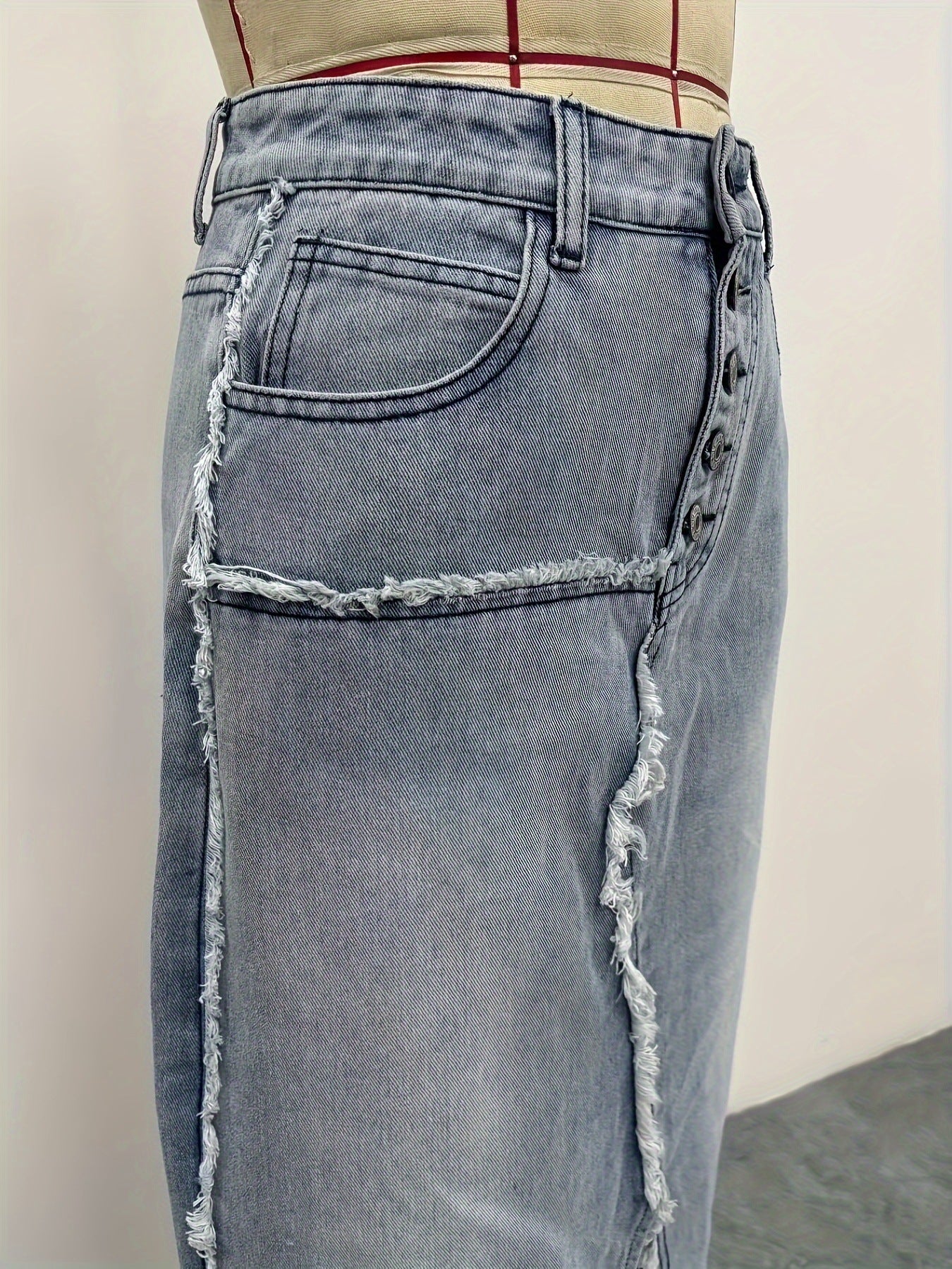 Women's Fashionable Slim Irregular Slit Denim Shorts 9