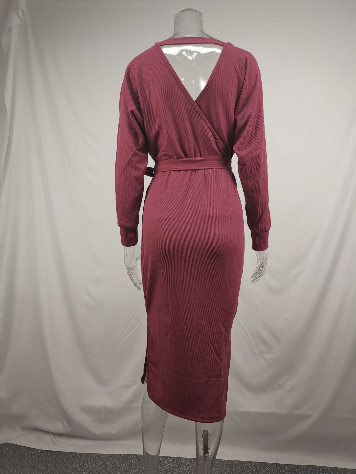 Spring Sexy V-Neck Lace-Up Long-Sleeved Women's Dress 20