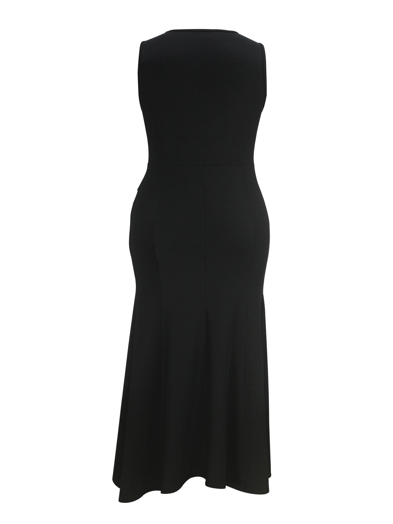 Plus Size Women Elegant V-neck Ruffle Irregular Maxi Dress 8