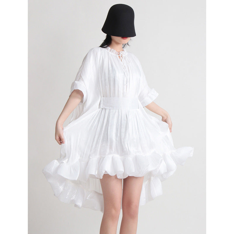 Summer Round Neck Ruffle Tie-Waist Party Cocktail Dress 6