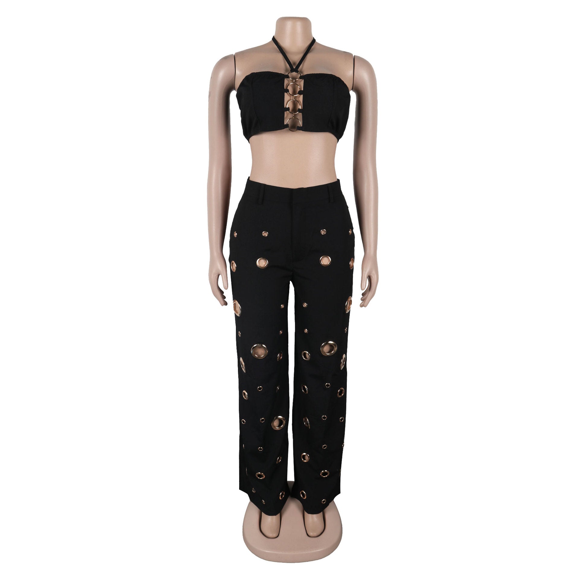 Women Sexy Top and Ripped Pants 2-piece Set 21