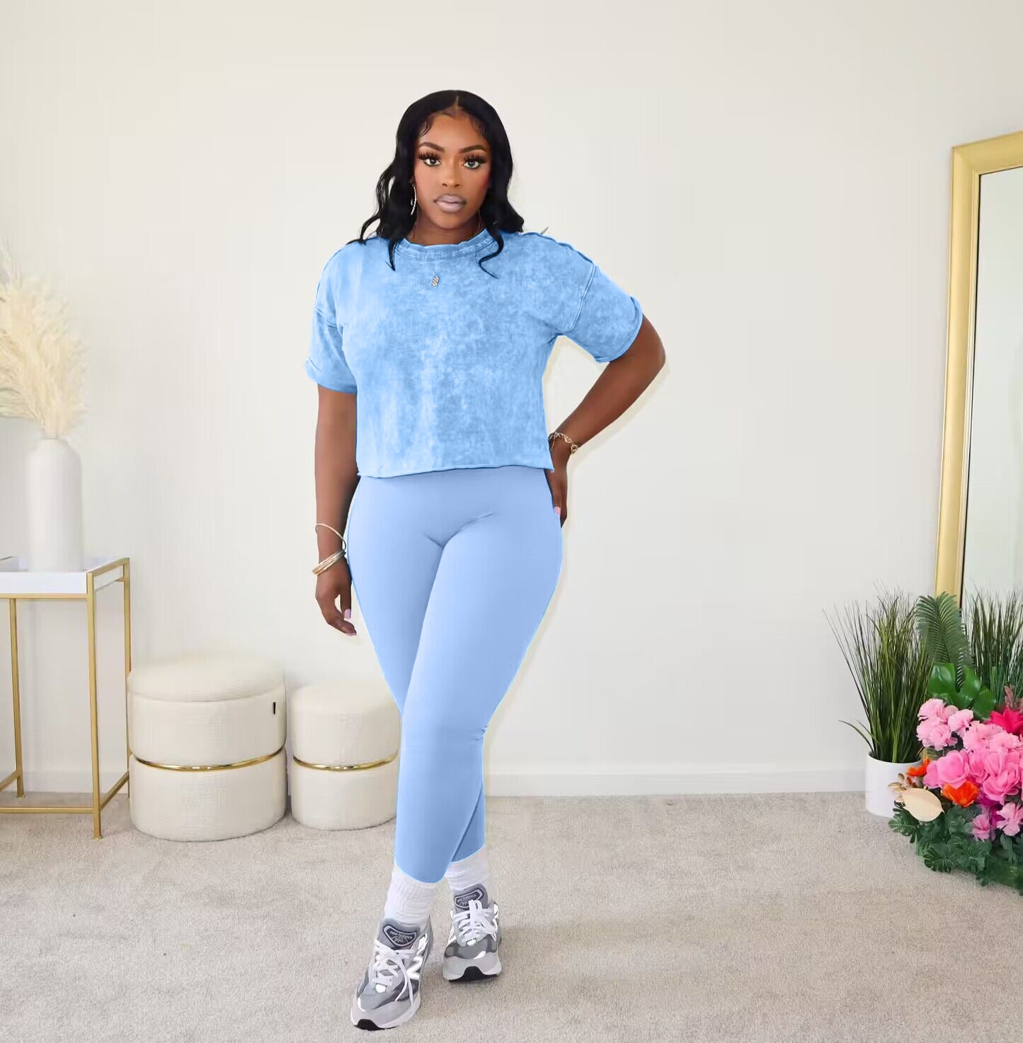 Fashion Ladies Print Casual Suit Sport Two-Piece Set 7