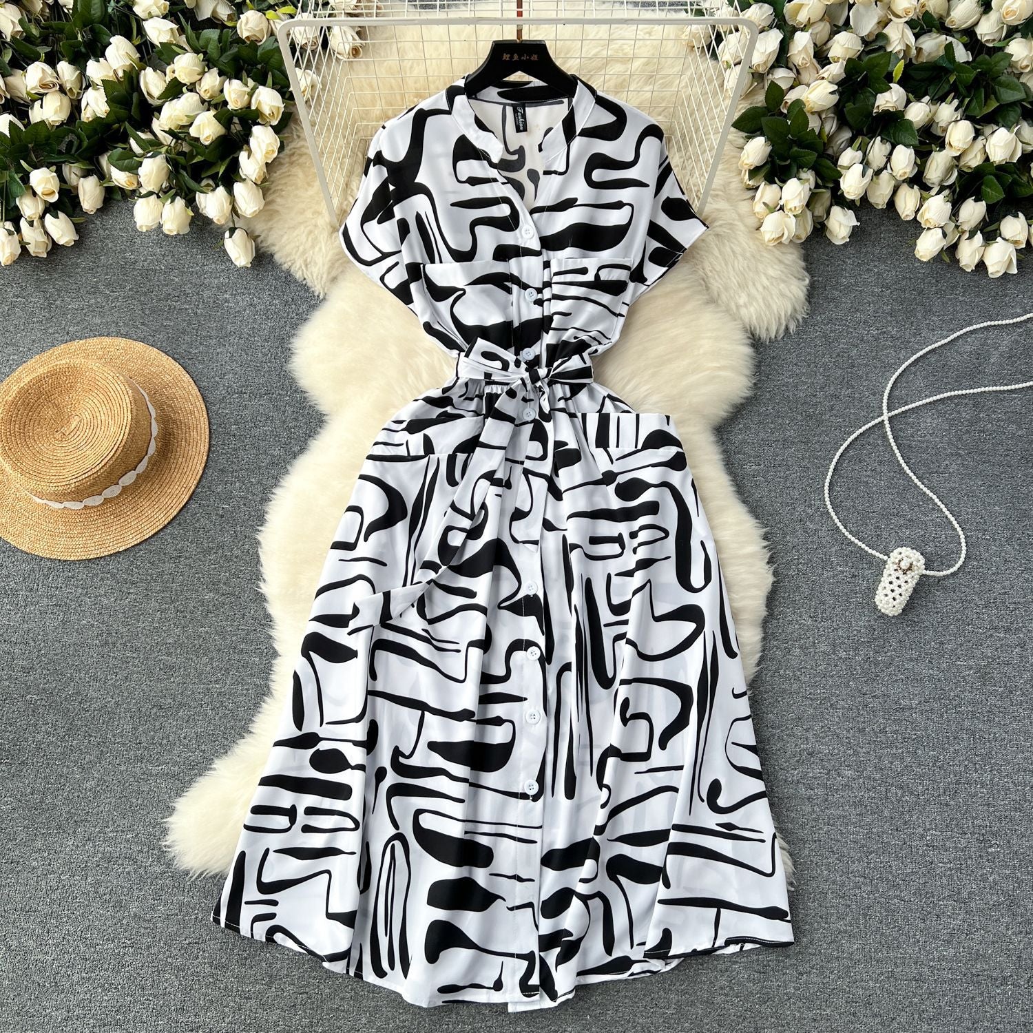 Women Holidays Printed Lace-Up Maxi Dress 11