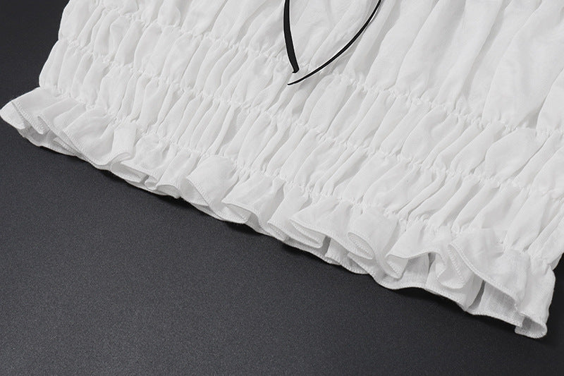 Women summer new sexy Chic Holidays Off Shoulder pleated top slit skirt set 12