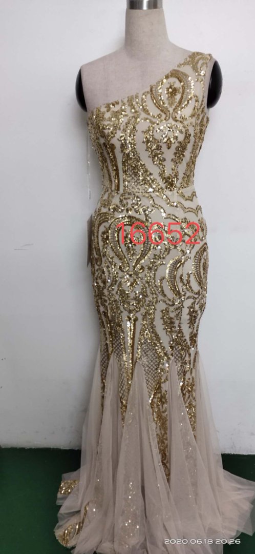 Luxury Sequin Mermail Women Formal Party Evening Dress Sexy Slash Shoulder Long Slim Bridal Gown 29
