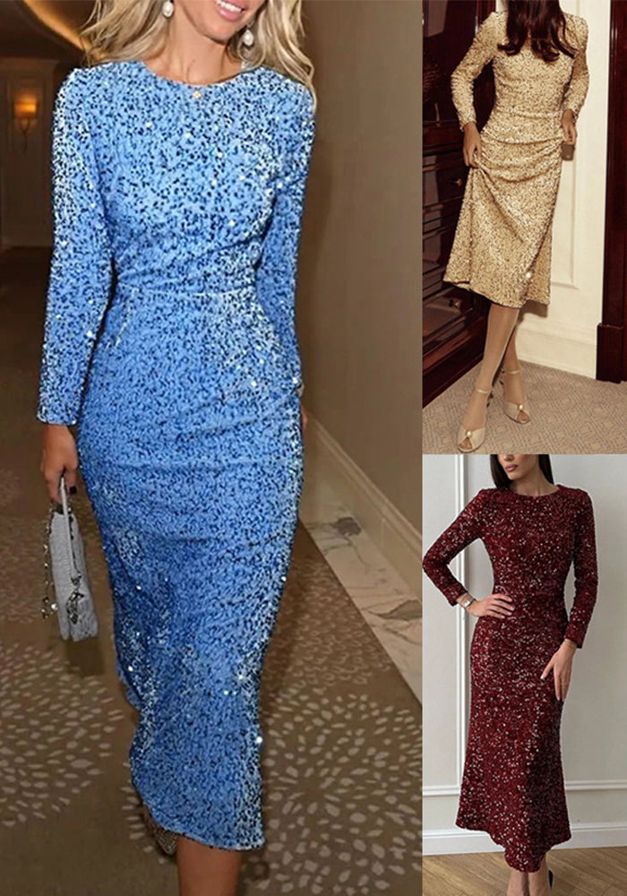Women Casual Loose Zip Party Sequin Dress
