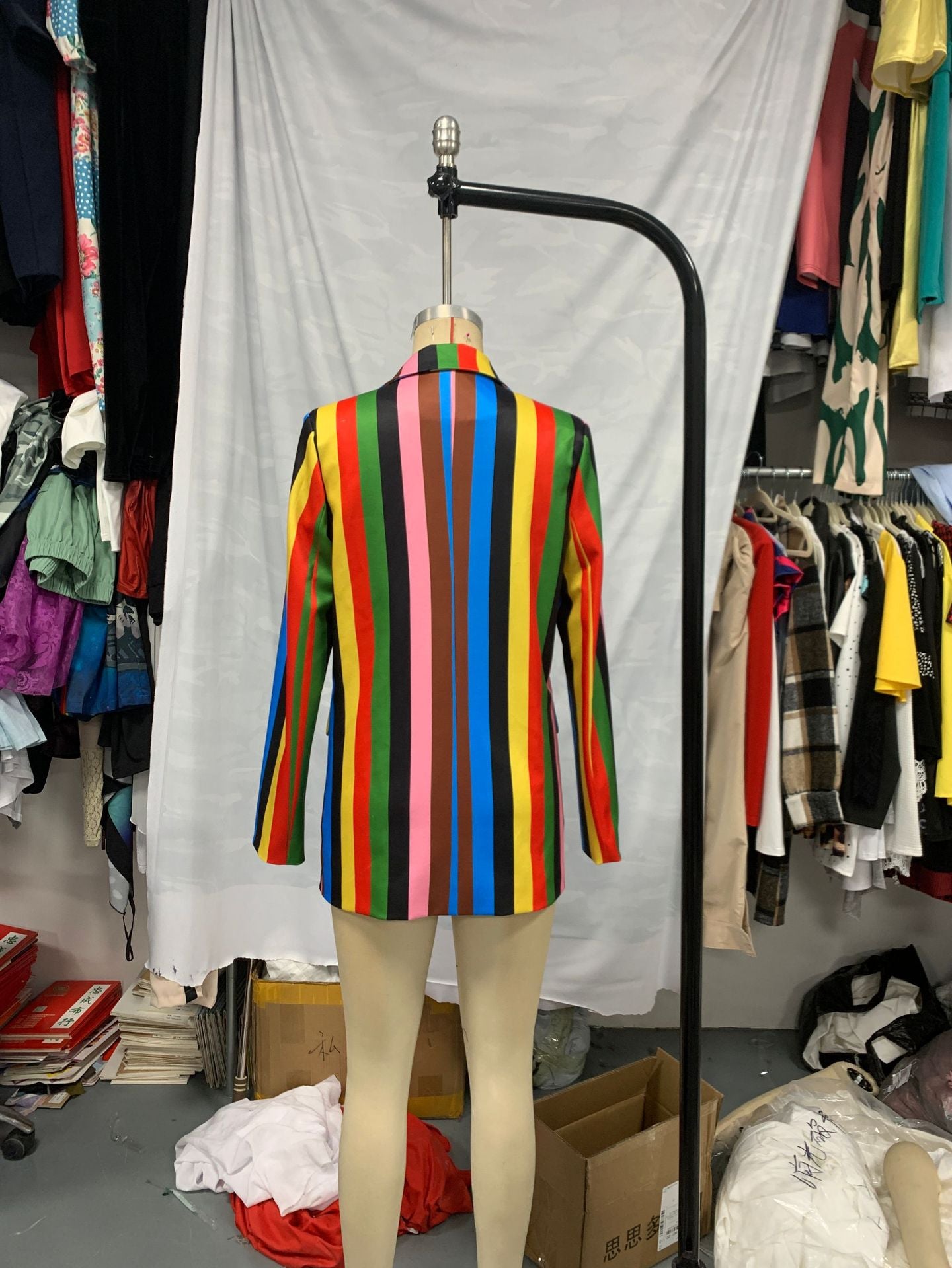 Women printed double-breasted Turndown Collar Blazer 8